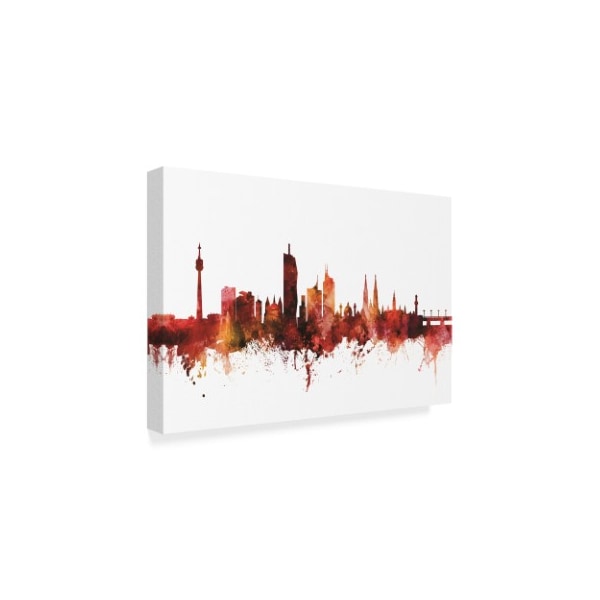 Michael Tompsett 'Vienna Austria Skyline Red' Canvas Art,12x19